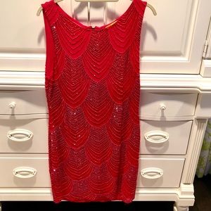 Red beaded Alice + Olivia cocktail dress, size 6